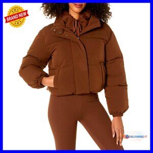 Women's Cropped Full-Zip Puffer Jacket Quilted Lightweight Water-Resistant